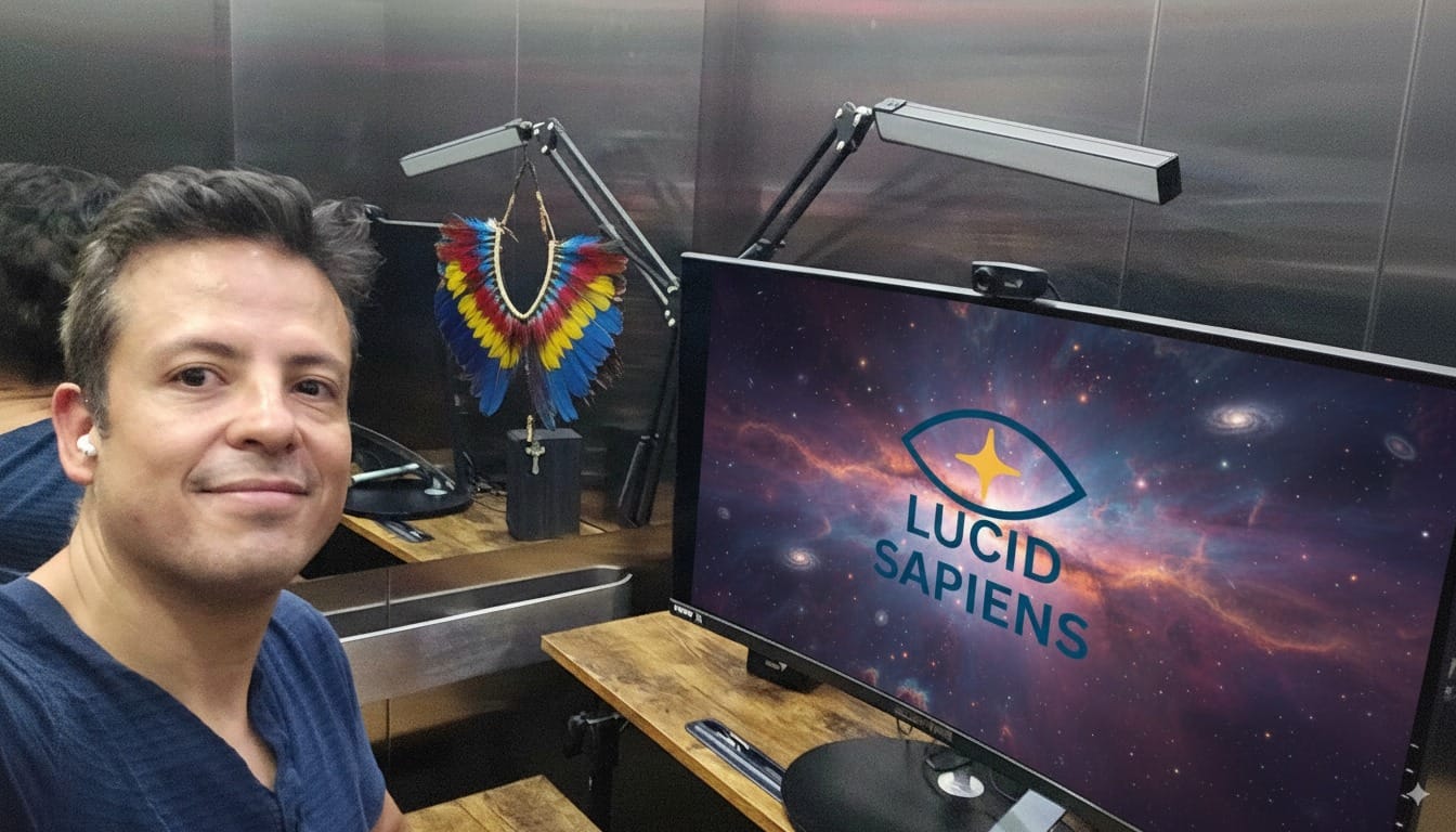 Manuel grabando un episodio de su podcast